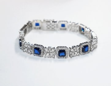 Creation, Diamond, Sapphire 15.Carat 18k W/G Overlay 925