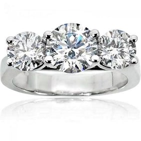 Present Past Future Diamond Ring 2.03Ct 14k White Gold