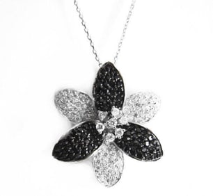 Creation Diamond W-B Pendant 3.99Ct 18k W/g Overlay