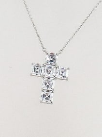 Cross Necklace Creation, Diamond 3.05 CT 18 K W/g Overlays 925