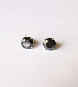 Black Diamond Stud Earrings 2.36Ct 14k W/g