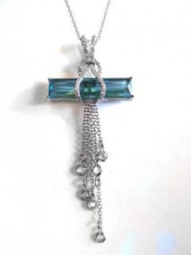 Creation Diamond 1.CT/Topaz10.2CT Necklac18kW/G Overlay