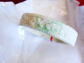 Natural Jadeite Jade Carved Bangle Grade A Size 7.25