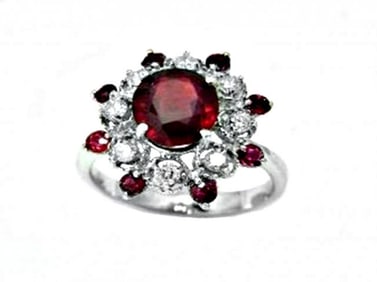 Annivery Diamond Ruby Ring 7.12Ct 14k W/g