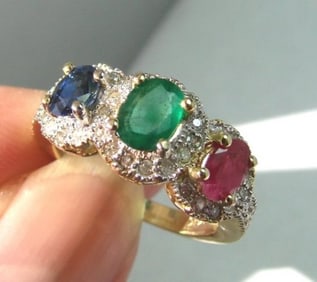 Multi Colored Ring 2.10Ct Diamond:1.00Ct 14k Y/g