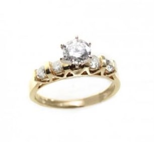 Anniversary Diamond Ring 1.15 CT 14k Yellow Gold