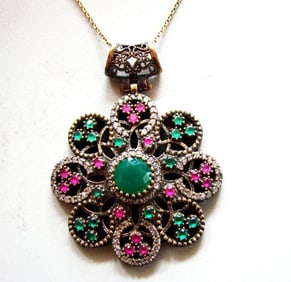 Multi-Color Pendant 8.12 Carat 18k Overlay