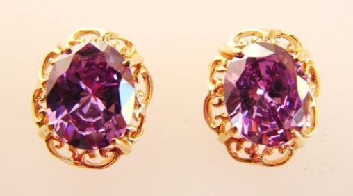 Amethyst Earrings 11.24Ct 18k Rose Gold