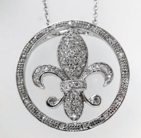 Fleur De Li Pendant Diamond Creation.55Ct 18kW/g