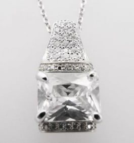 Creation Diamond Pendant 5.10ct 18k W/g Overlay