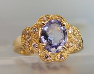 Nature Tanzanite & Diamond Ring 3.60Ct 14k Y/g