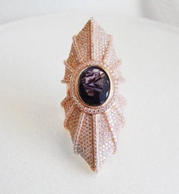 Creation Diamond/Amethyst 15.95Ct 18K R/g Overlay