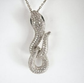 Creation Diamond Snake Pendant 3.28Ct 18k W/g Overlay
