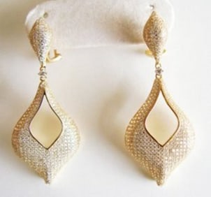 Creation Diamond Earrings 6.17ct 18k Y/g Overlay