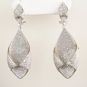 Creation Diamond Chandeliers Ear 5.24Ct 18k W/g Overlay