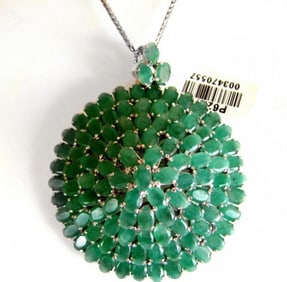 Emerald Pendant 70.Carat 18k W/g Overlay 925 Silver