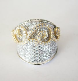 Creation Diamond Antique Ring 3.64Ct18k W-Y/G Overlay