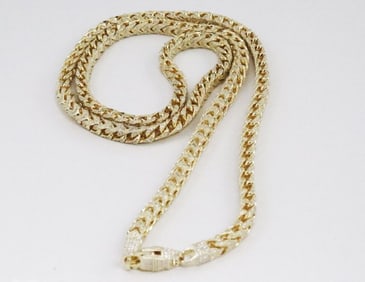 Hip Hop Necklace 18k Y/G Overlay 925