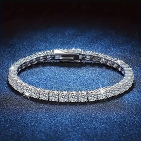 Woman Moisanite Tennis Bracelet 4.40 Carat W /g Overlay 925