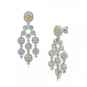 Creation, W/Y Diamond Chandelier Earrings 1.90CT 18K W/g