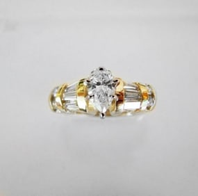 Anniversary Diamond Ring 1.37 Carat 14k Yellow Gold