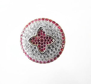 Creation Diamond Ruby Ring 2.10Ct 18k W/g Overlay
