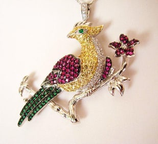 Creation, Dia/Multi-Color Brooch 42.81Ct 18k W/g Overlay