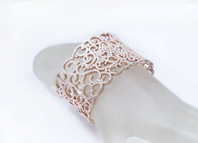 Creation Diamond Clips Bangle 9.87Ct 18k R/g Overlay