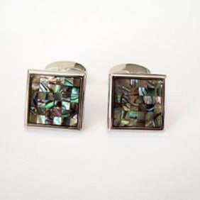 Men Cufflink Mother Pearl 18k W/g Overlay