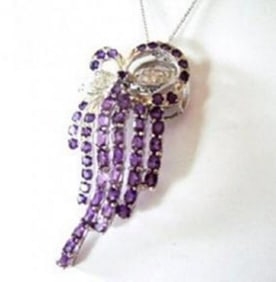 Amethyst Pendant Creation Diamond 7.27Ct 18kW/g Overlay