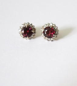 Rhodolite/Diamond Earrings 4.90 Ct 18k Y/G