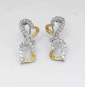 Heart Shape Dangle Earring Diamond 1.00Ct 18k W/g