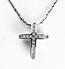 Diamond Cross Pendant: .35 Carat 14k W/g