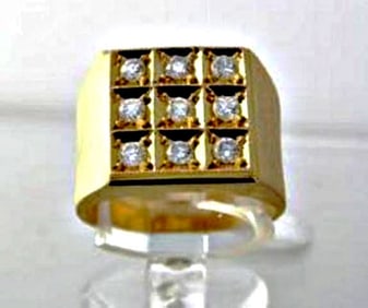 Men's Diamond Ring .93 Carat 14k Yellow Gold