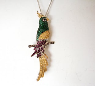 Creation, Dia/Multi-Color Bird 15.63 18k W/g Overlay