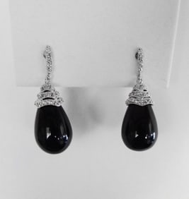 Natural Oxny Earrings 27.50Ct 18k W/g Overlay