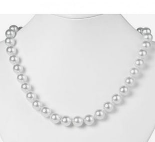 10 mm Swarovski Pearl Necklace Silver Clasp