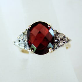 Anniversary Ring Natural Diamond Garnet 3.94Ct 14k Y/g