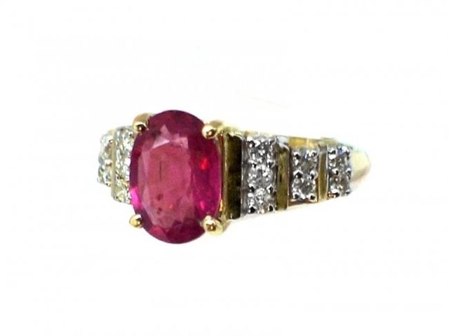 Ruby 1.67CT, Diamond: .52CT Ring 14k Yellow Gold (1 of 4)