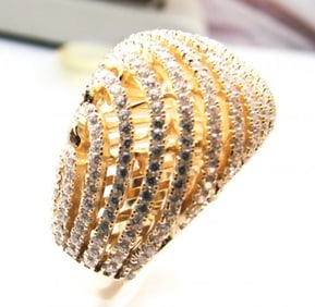 Creation Diamond Ring 2.50Ct 18k Y/G Overlay