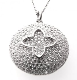 Diamond Creation Flower Pendant 2.50ct 18k W/g Over