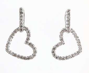 Heart Diamond Earrings .85 Carat 18k White Gold