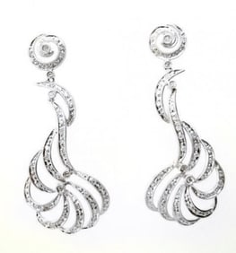 Chandeliers Diamond Earrings 1.03Ct 18k White Gold