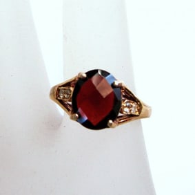 Anniversary Ring Natural Diamond Garnet 3.20Ct 14k Y/g