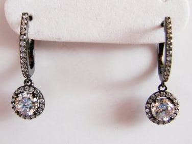 Creation Diamond Dangle Earring 2.45Ct 18k B/g