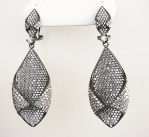 Creation Diamond Chandeliers Ear 5.24Ct 18k B/g Overlay