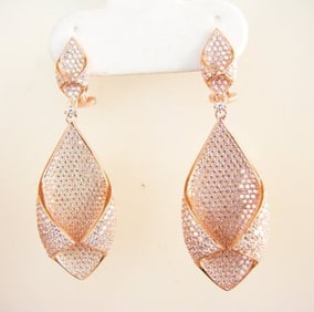 Creation Diamond Chandeliers Ear 5.24Ct 18k R/g Overlay