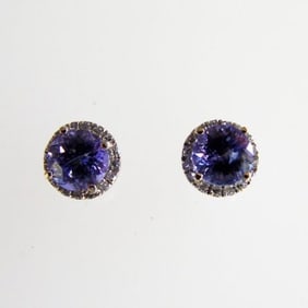 Diamonds Tanzanite Earring 1.84ct 14k W/G