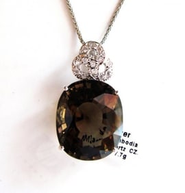 Smoky Topaz Pendant 16.28CT W/G Ovarlay