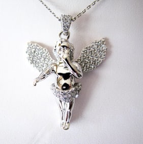 Creation Diamond Angle Pendant 1.96CT 18K W/g Overlay